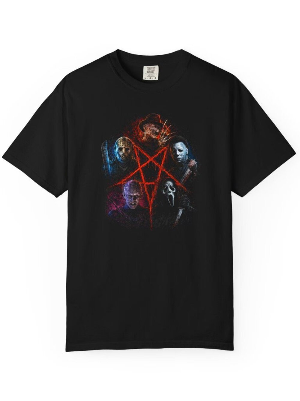 Horror All Stars Pentagram T-Shirt | Freddy, Jason, Myers, Pinhead, Ghostface